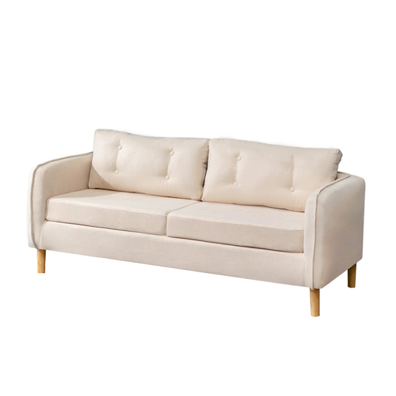 Contemporary Standard Square Arm Linen Stationary Beige Settee