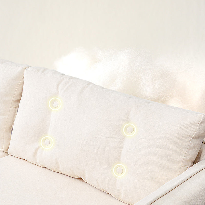 Contemporary Standard Square Arm Linen Stationary Beige Settee