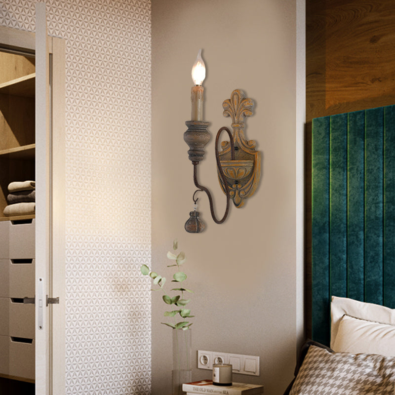 Bedroefd hout gebogen arm wandlamp vintage metaal 1/2 lichten eetkamer sconce licht