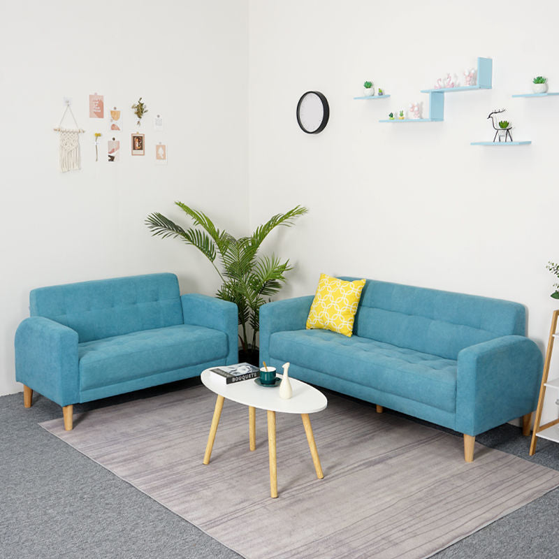 Contemporary Biscuit Back Standard Square Arm Stationary Sofa