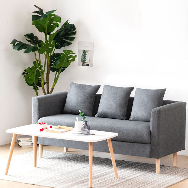 Contemporary Sofa with 3 Pillows Standard Square Arm Stationary Sofa
