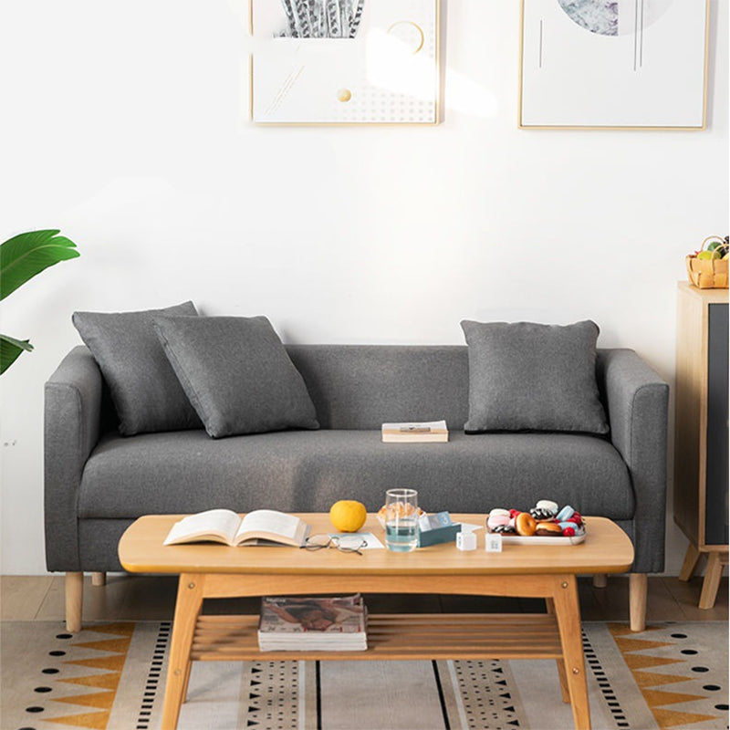 Contemporary Sofa with 3 Pillows Standard Square Arm Stationary Sofa