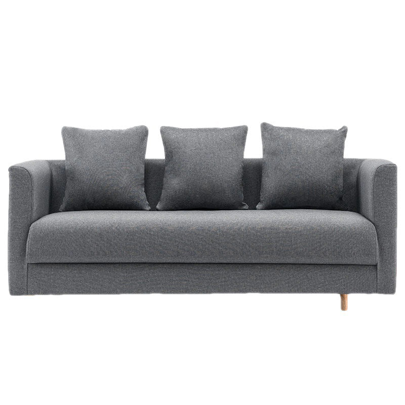 Contemporary Sofa with 3 Pillows Standard Square Arm Stationary Sofa