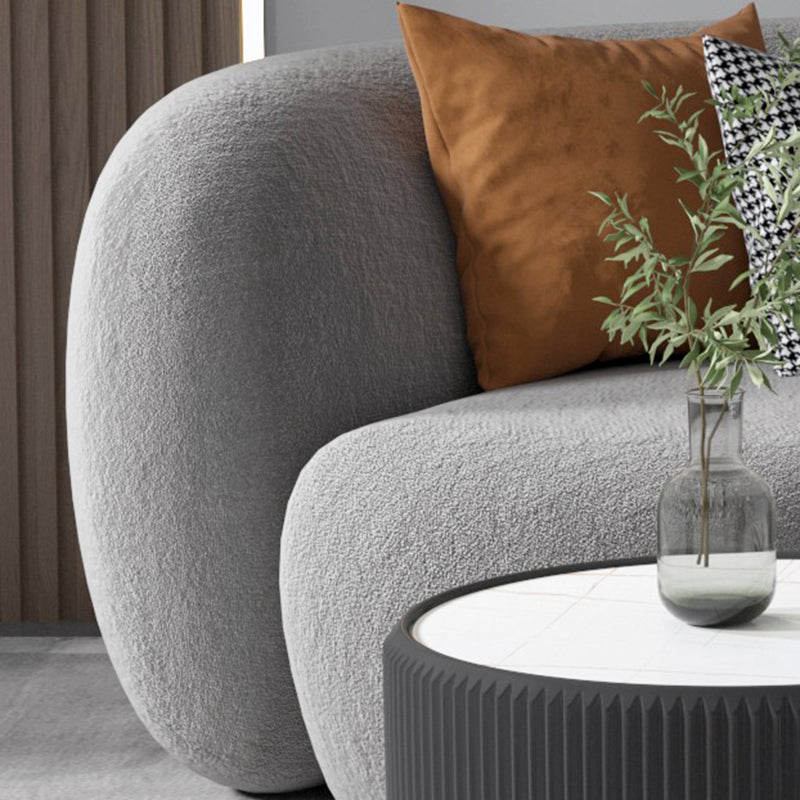 Wool Contemporary Recessed Arm Sofa Curved Sofa for Living Room, Apartment