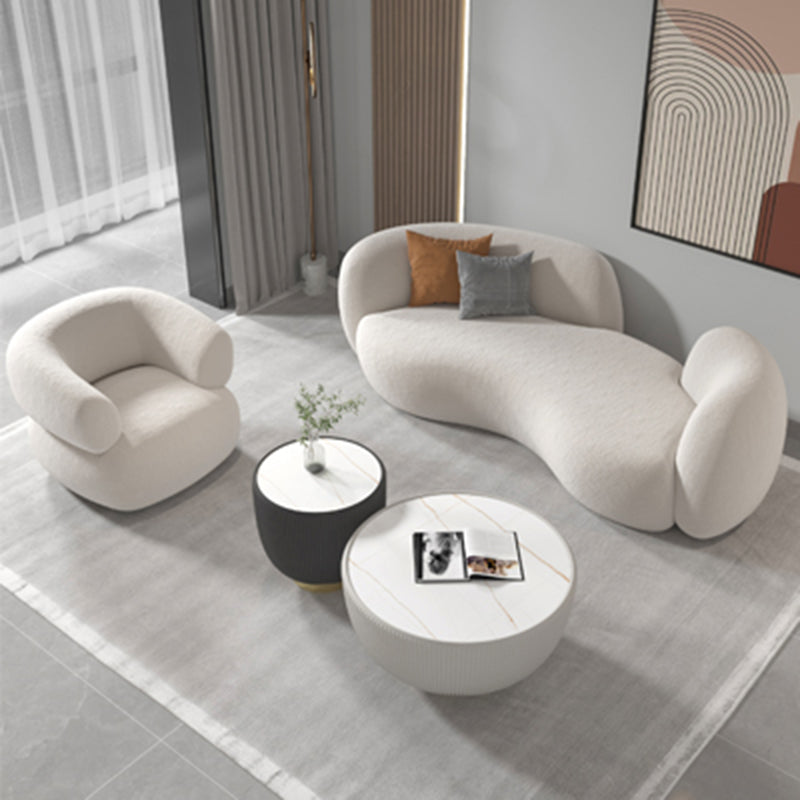Wool Contemporary Recessed Arm Sofa Curved Sofa for Living Room, Apartment