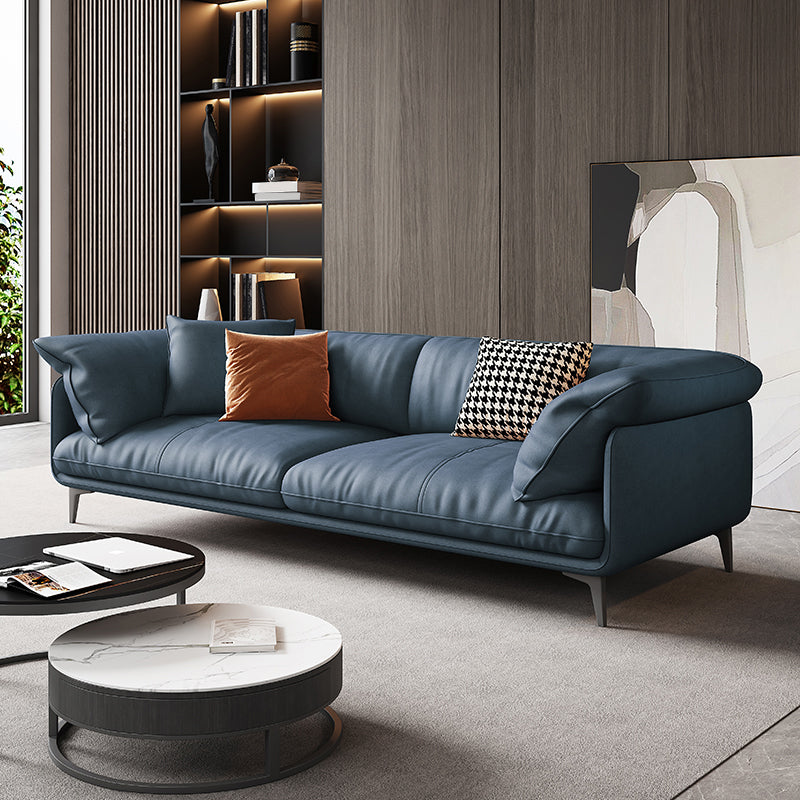 Modern 33.5" H Faux Leather Pillow Top Arm Sofa For Living Room