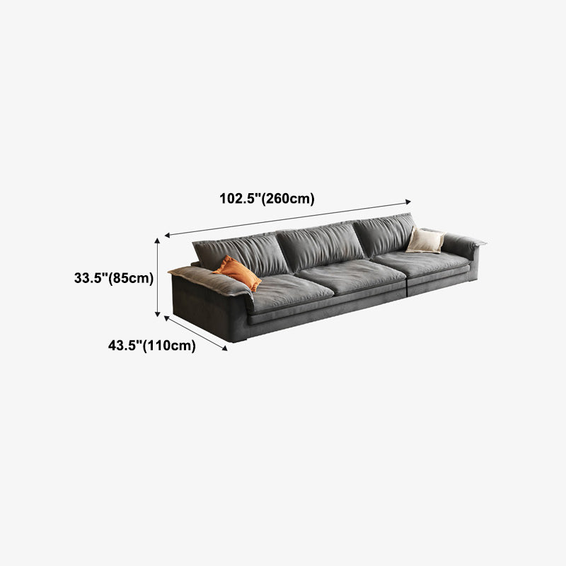 Dark Gray Faux Leather Sofa/Sectional Stain-Resistant Sofa for Living Room