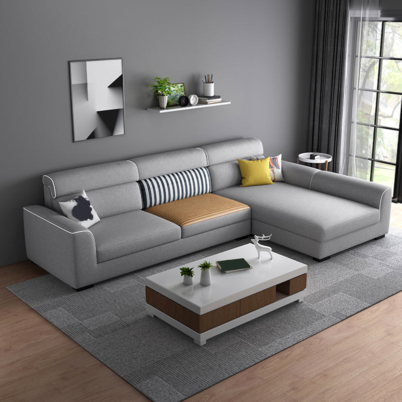 Square Arm 35 Inch High Sectionals in Grey Removable Cushions Sectionals