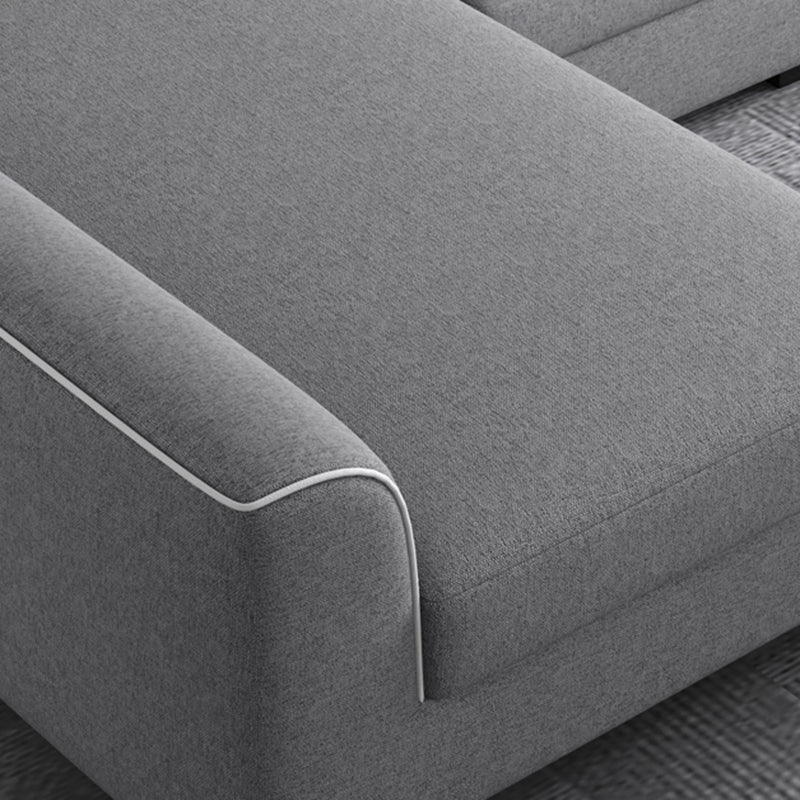 Square Arm 35 Inch High Sectionals in Grey Removable Cushions Sectionals