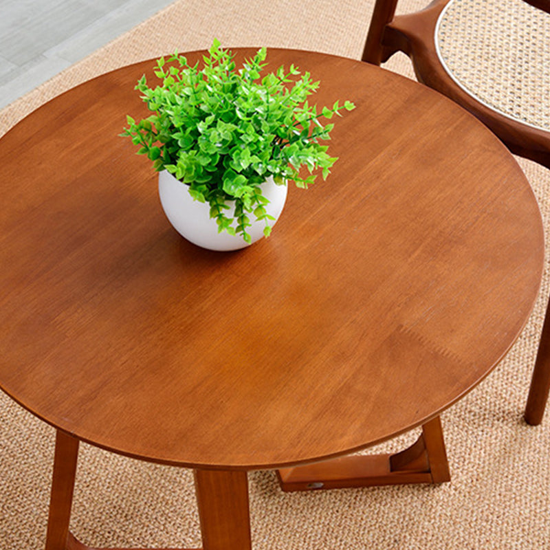 Scandinavian Round Solid Wood Coffee Table 23.6"H Sled Cocktail Table