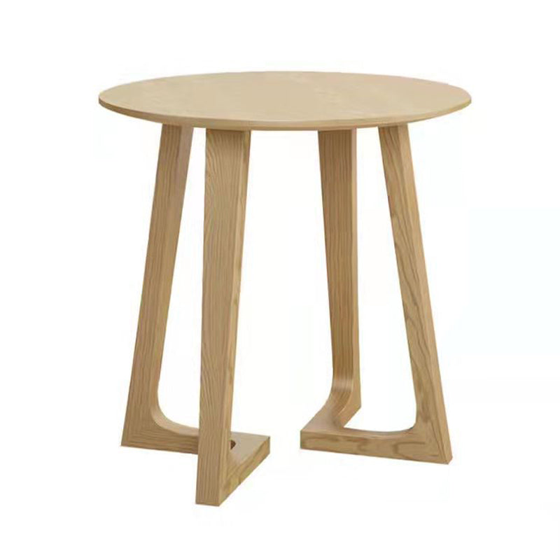 Scandinavian Round Solid Wood Coffee Table 23.6"H Sled Cocktail Table