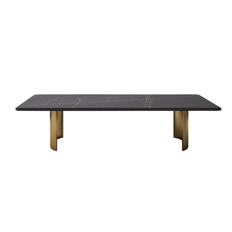 Glam 15.7" H Rectangle Slate Coffee Table Steel 2 Legs Cocktail Table