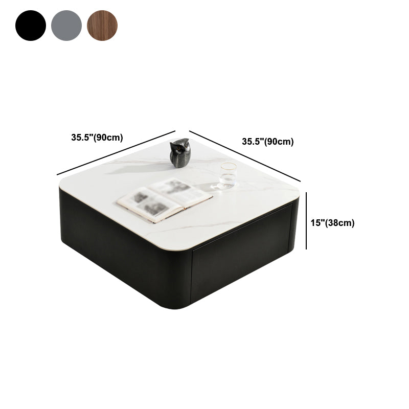 Square Square Block Base Design Slate Plate Table Plate with Drawer Coffee Table
