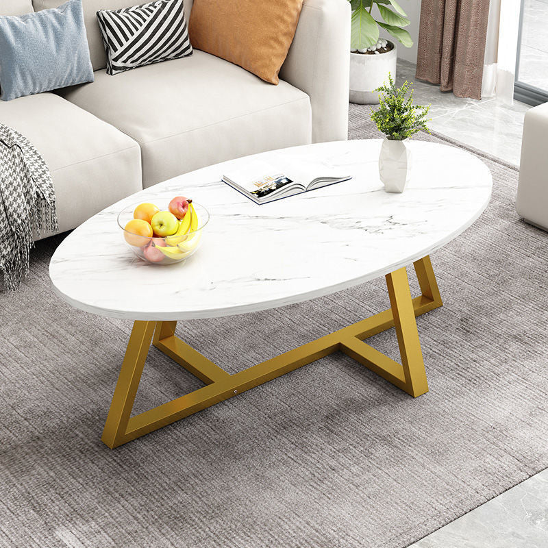 Glass Open Shelf Cocktail Table Oval Minimalist Modern Coffee Table