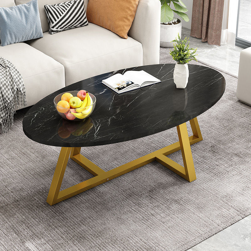 Glass Open Shelf Cocktail Table Oval Minimalist Modern Coffee Table