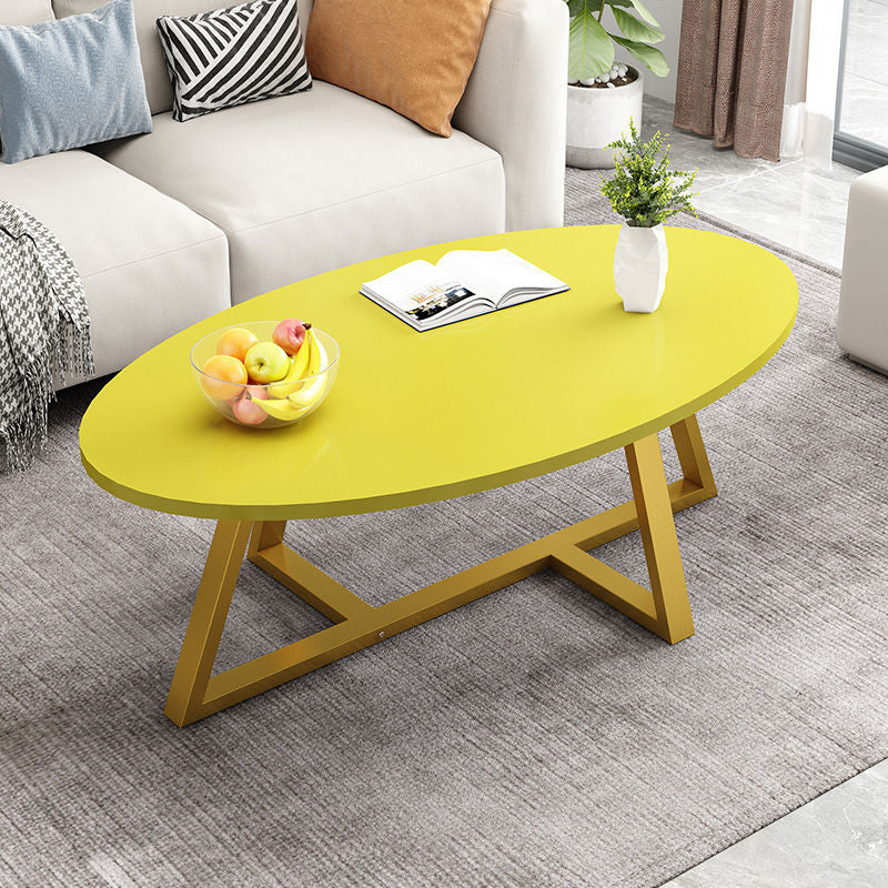 Glass Open Shelf Cocktail Table Oval Minimalist Modern Coffee Table