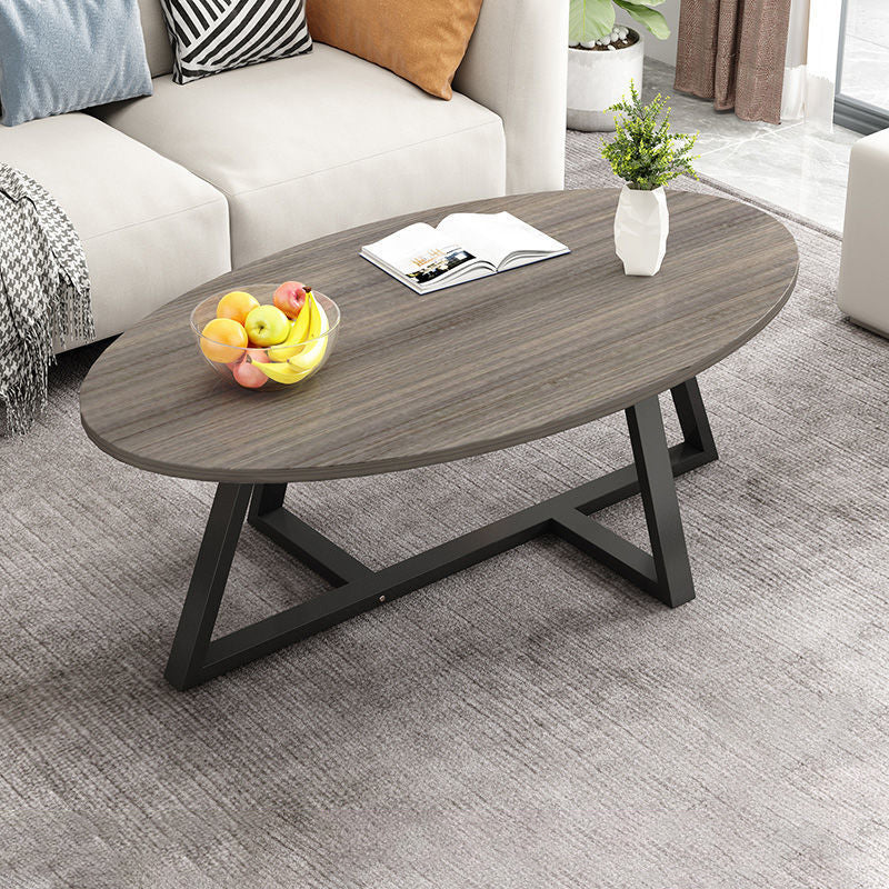 Glass Open Shelf Cocktail Table Oval Minimalist Modern Coffee Table