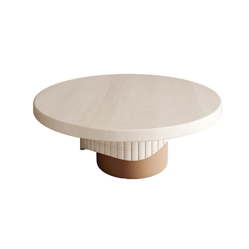 Pedestal Base Design Round Wooden Table Modern Style Coffee Table
