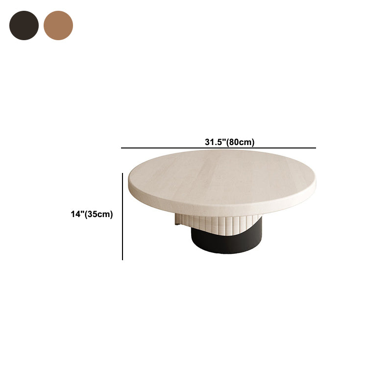 Pedestal Base Design Round Wooden Table Modern Style Coffee Table