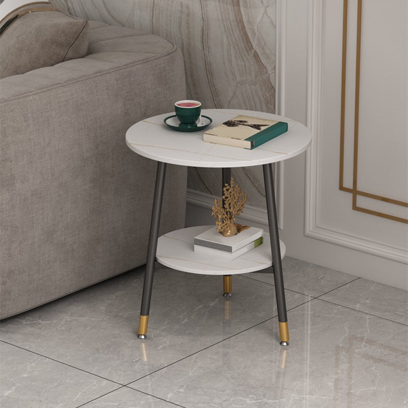 21.6"H X 19.6"W X 19.6"D Round Slate Top Side Table Metal 3 Legs End Table