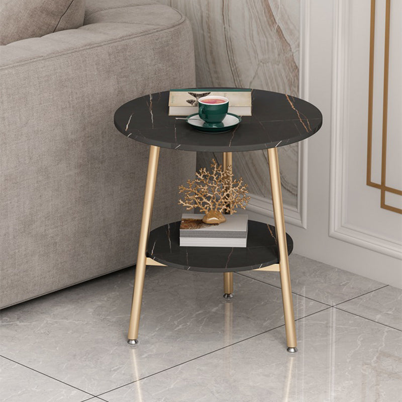 21.6"H X 19.6"W X 19.6"D Round Slate Top Side Table Metal 3 Legs End Table