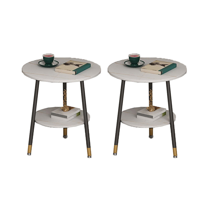 21.6"H X 19.6"W X 19.6"D Round Slate Top Side Table Metal 3 Legs End Table