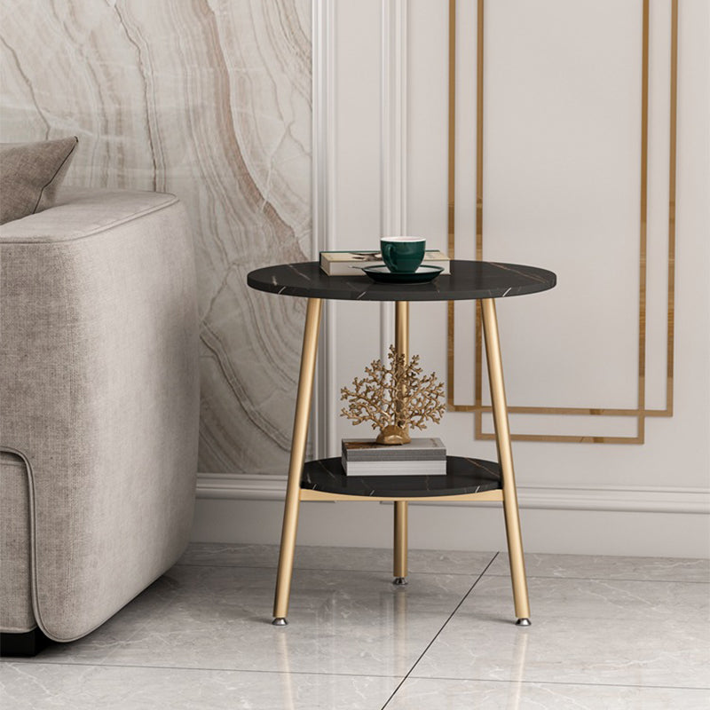 21.6"H X 19.6"W X 19.6"D Round Slate Top Side Table Metal 3 Legs End Table