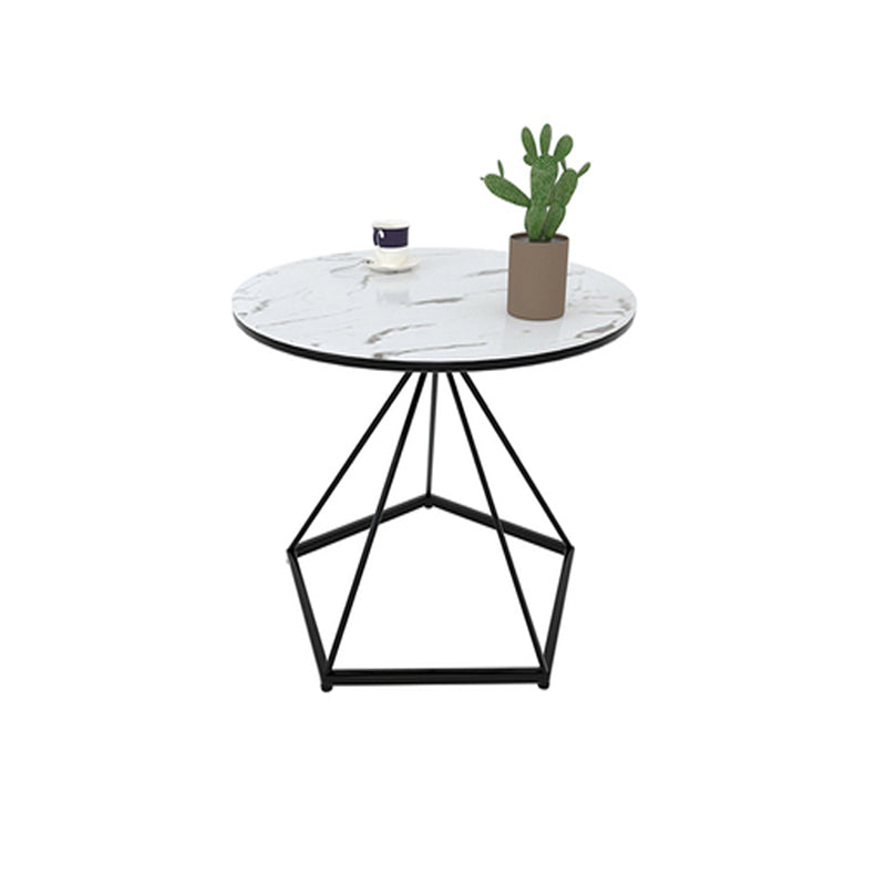 Slate Plate Table Plate Round Metal Frame Base Modern Style Coffee Table