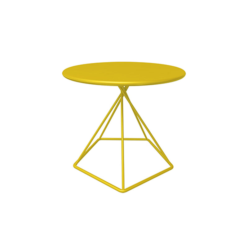 Slate Plate Table Plate Round Metal Frame Base Modern Style Coffee Table