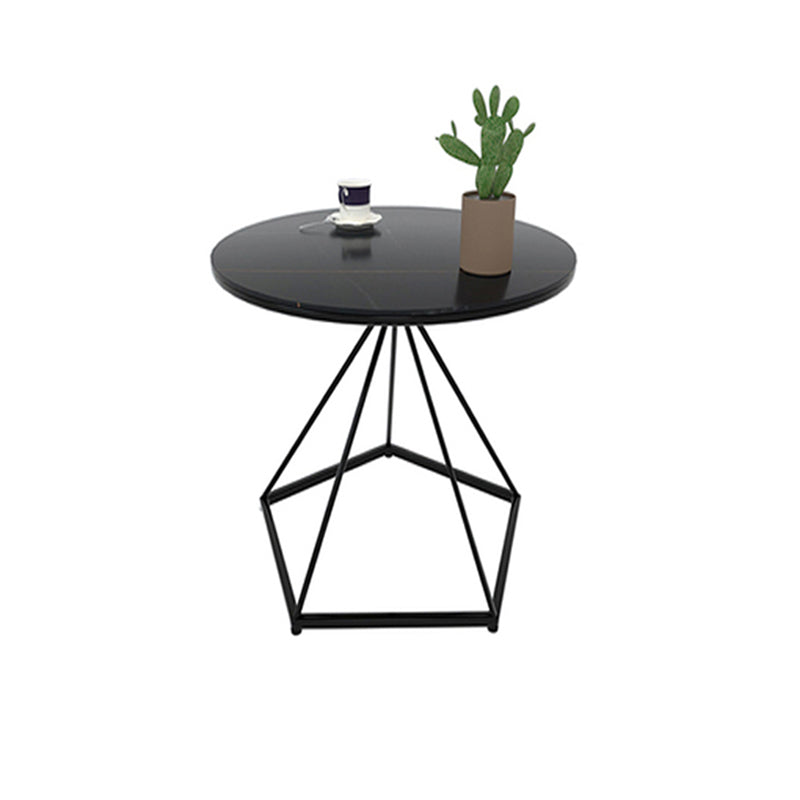 Slate Plate Table Plate Round Metal Frame Base Modern Style Coffee Table