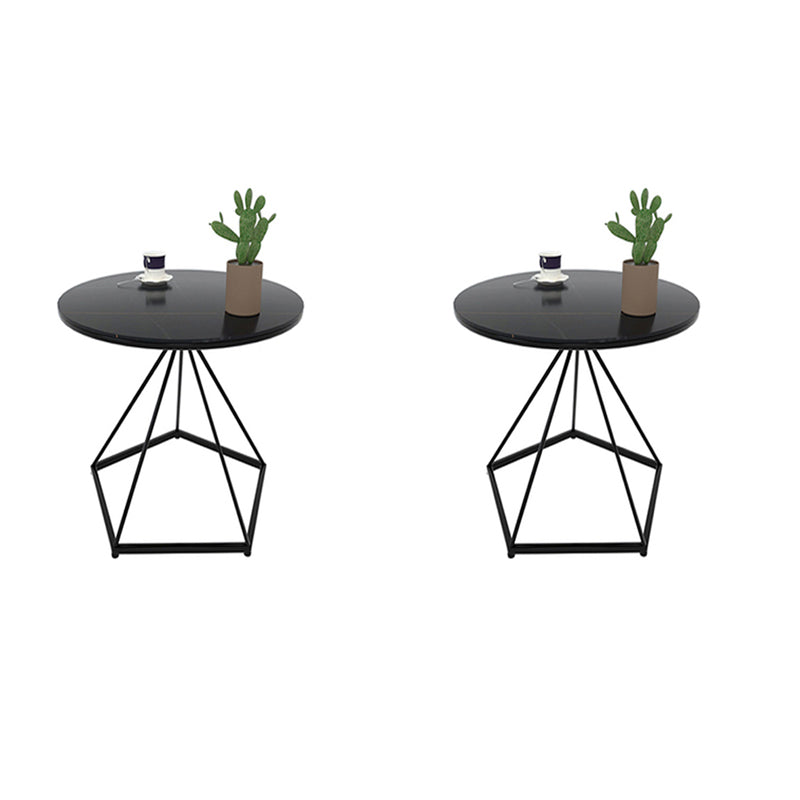 Slate Plate Table Plate Round Metal Frame Base Modern Style Coffee Table