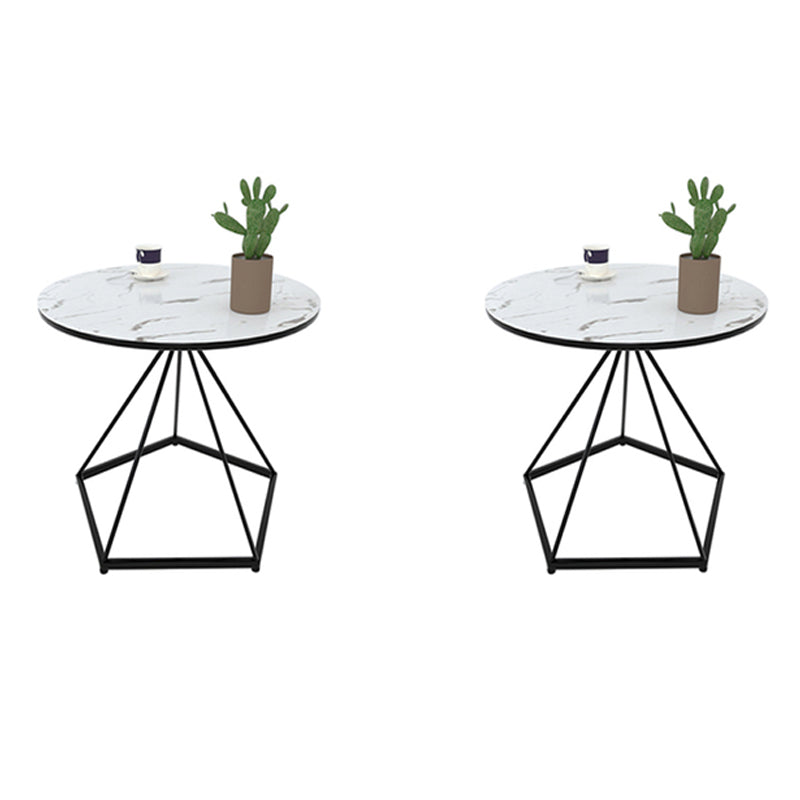 Slate Plate Table Plate Round Metal Frame Base Modern Style Coffee Table