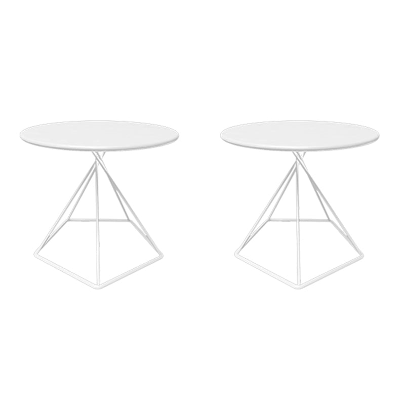 Slate Plate Table Plate Round Metal Frame Base Modern Style Coffee Table