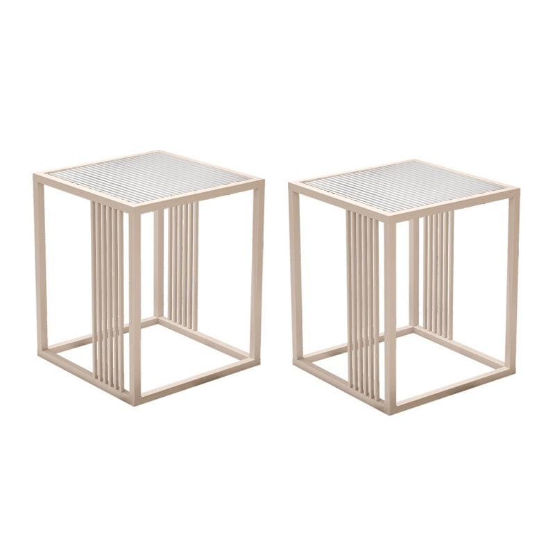 23.6" Tall Modern Square Glass Top Side Table Metal Frame End Table