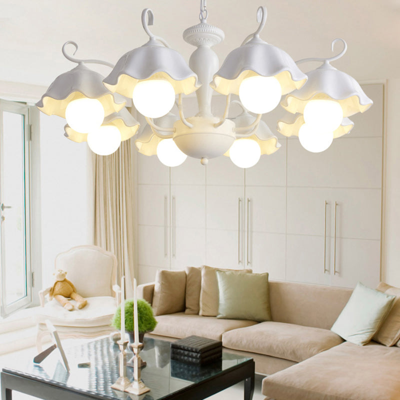 Fleur de la lampe à pendentif blanc en céramique 3/6/8 Lumières Classic Chandelier Lightture pour le salon