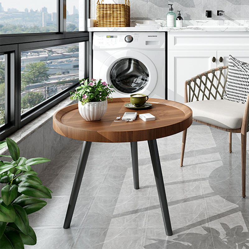 Transitional Round Tray Top Side Table Wood Tripod End Table for Living Room
