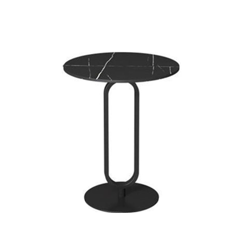 Modern Style Slate Top Metal Base White/black Round Side Table