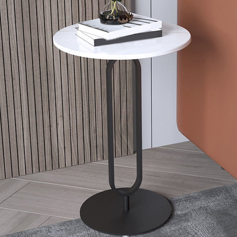 Modern Style Slate Top Metal Base White/black Round Side Table