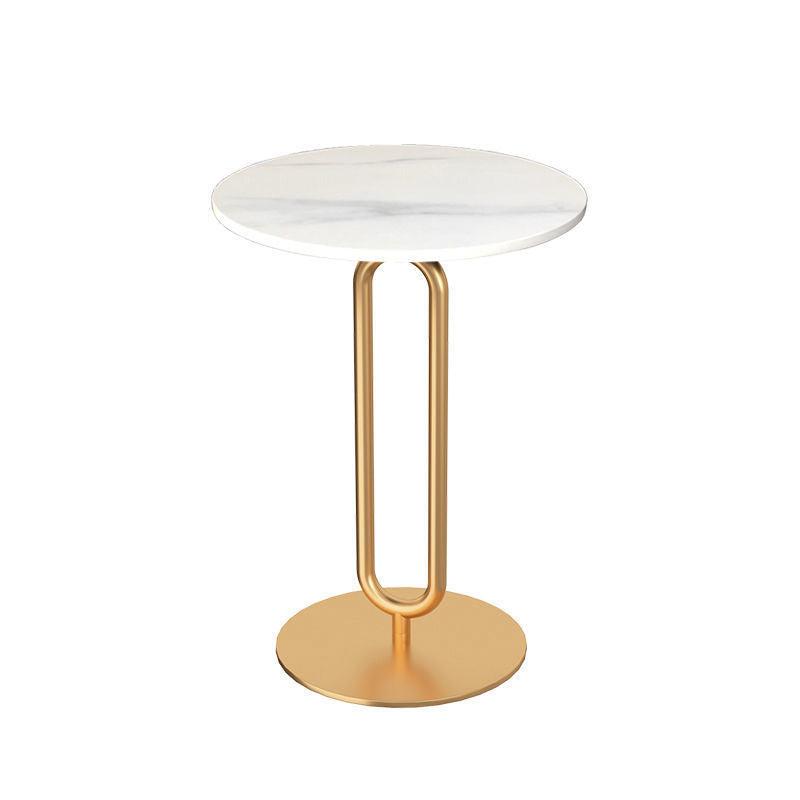 Modern Style Slate Top Metal Base White/black Round Side Table