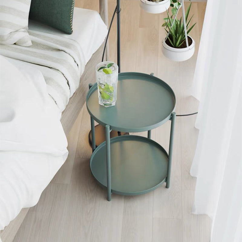 4 Legs Base Design Iron Material Green/white/black/yellow End Table Round Top Side Table