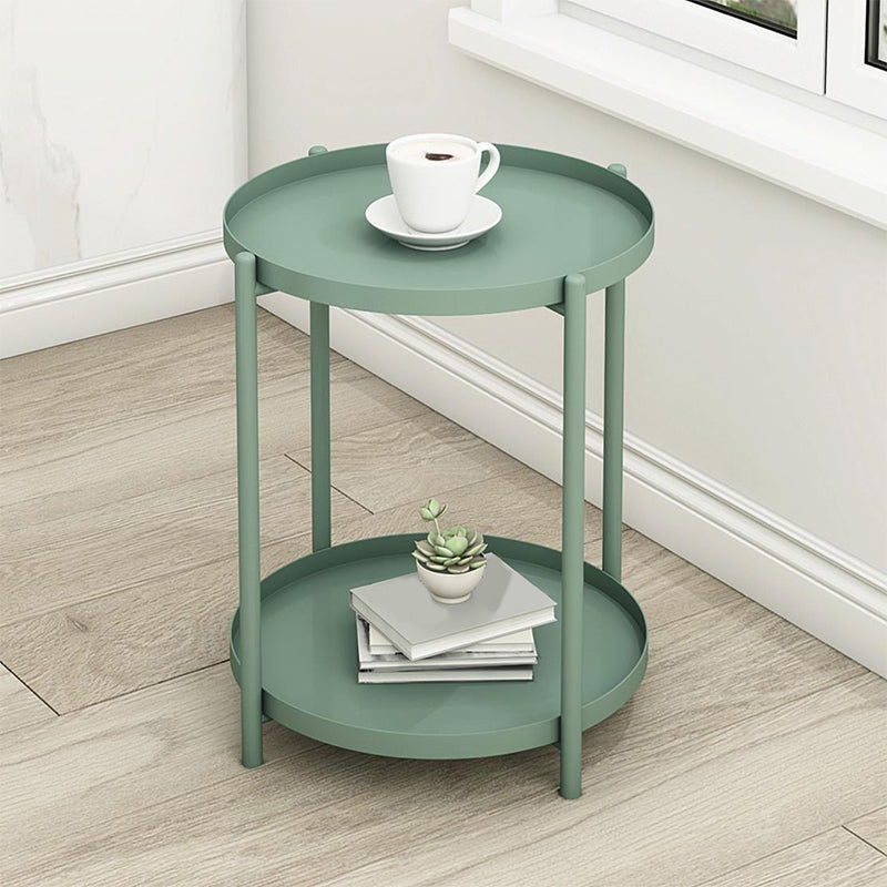 4 Legs Base Design Iron Material Green/white/black/yellow End Table Round Top Side Table