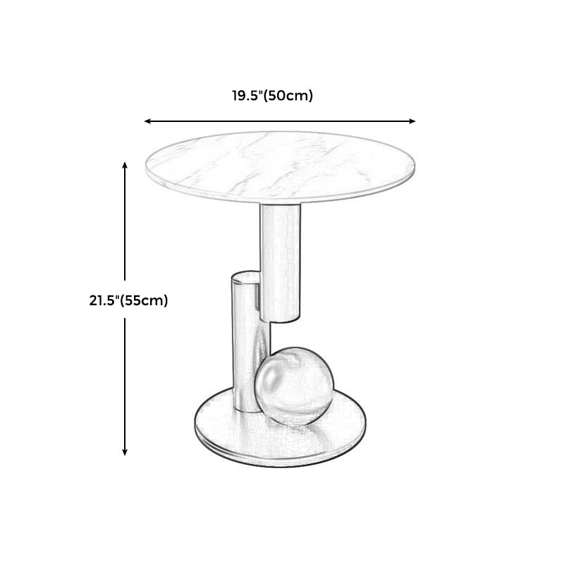 Pedestal Gold/black Metal Pedestal Design Rock Sheet Top Round Side Table