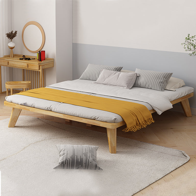 Scandinavian Solid Wood Platform Bed 13.39" High Natural Bed Frame Set