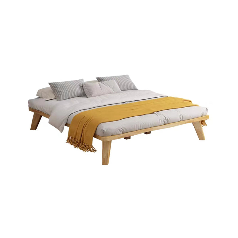 Scandinavian Solid Wood Platform Bed 13.39" High Natural Bed Frame Set