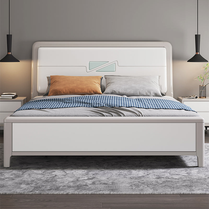Contemporary Wood Standard Bed with Rectangular Panel Headboard