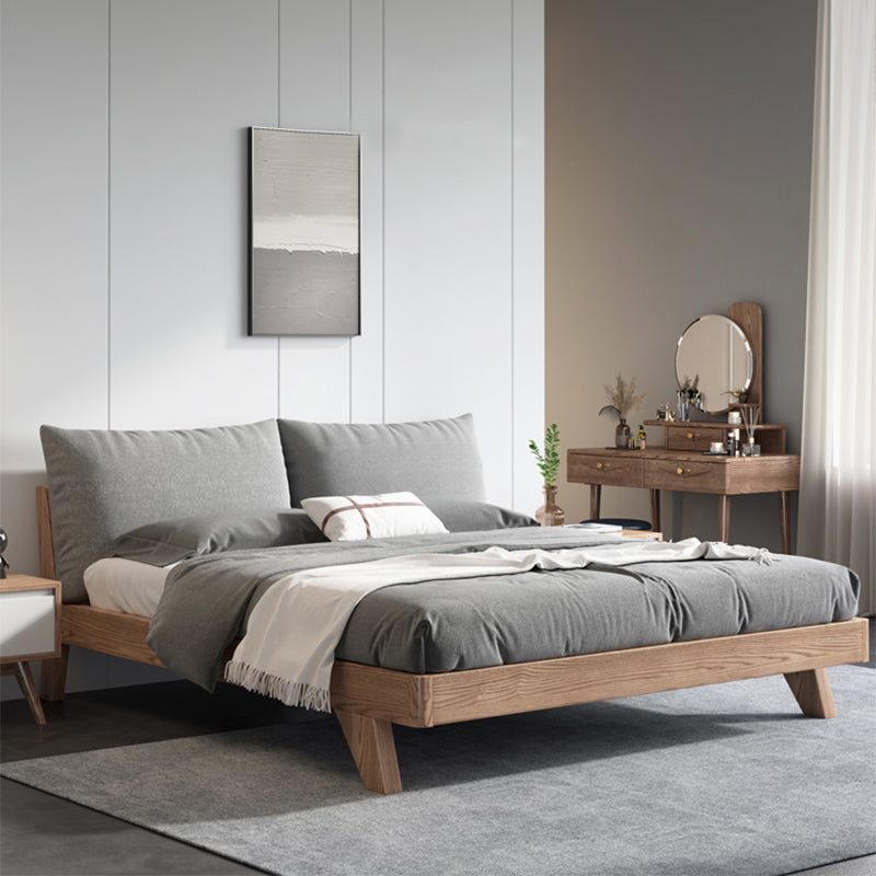 Wood Low Profile Upholstered Bed Nordic 35.43-Inch H Bed Frame with Headboard