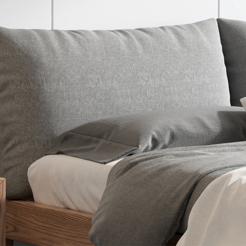 Wood Low Profile Upholstered Bed Nordic 35.43-Inch H Bed Frame with Headboard