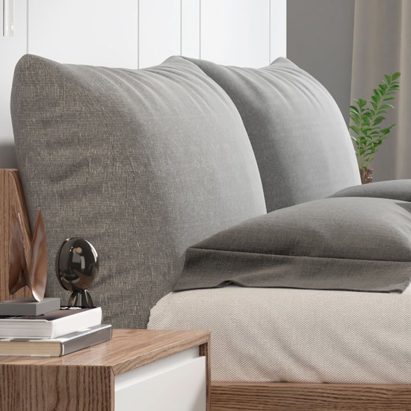 Wood Low Profile Upholstered Bed Nordic 35.43-Inch H Bed Frame with Headboard