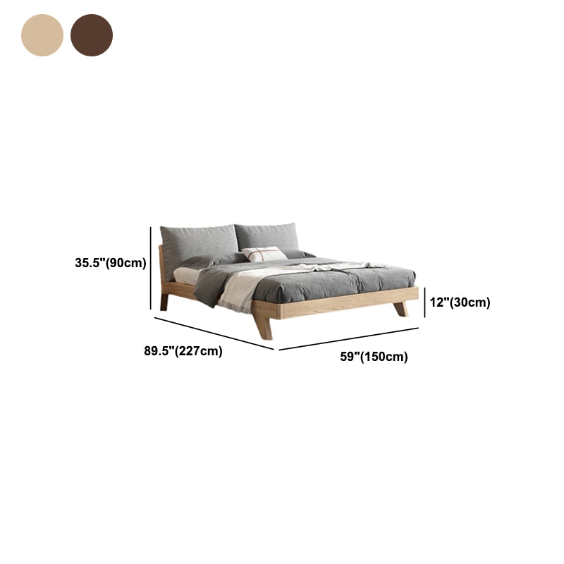 Wood Low Profile Upholstered Bed Nordic 35.43-Inch H Bed Frame with Headboard
