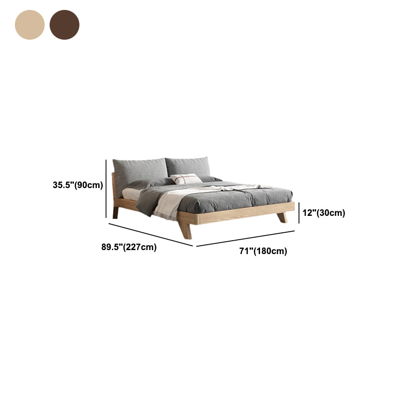 Wood Low Profile Upholstered Bed Nordic 35.43-Inch H Bed Frame with Headboard